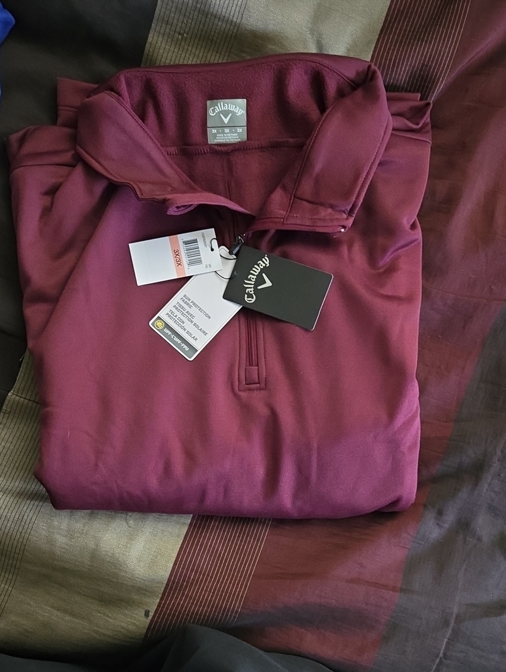 Callaway Men’s Zip Pullover Sweater - Burgundy